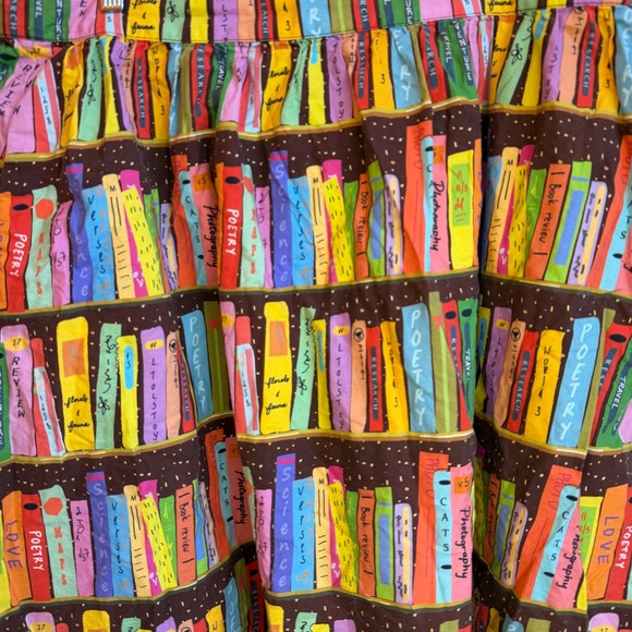 ModCloth Bookshelf Print A-line Skirt Womens 2X Retro Pockets Multicolor - Picture 2 of 10